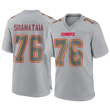 ＃76 Youth Kingsley Suamataia Gray Game Kansas City Chiefs Atmosphere Fashion Jersey