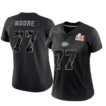 ＃77 Women's Jaylon Moore Black Limited Kansas City Chiefs Reflective Super Bowl LIX Jersey