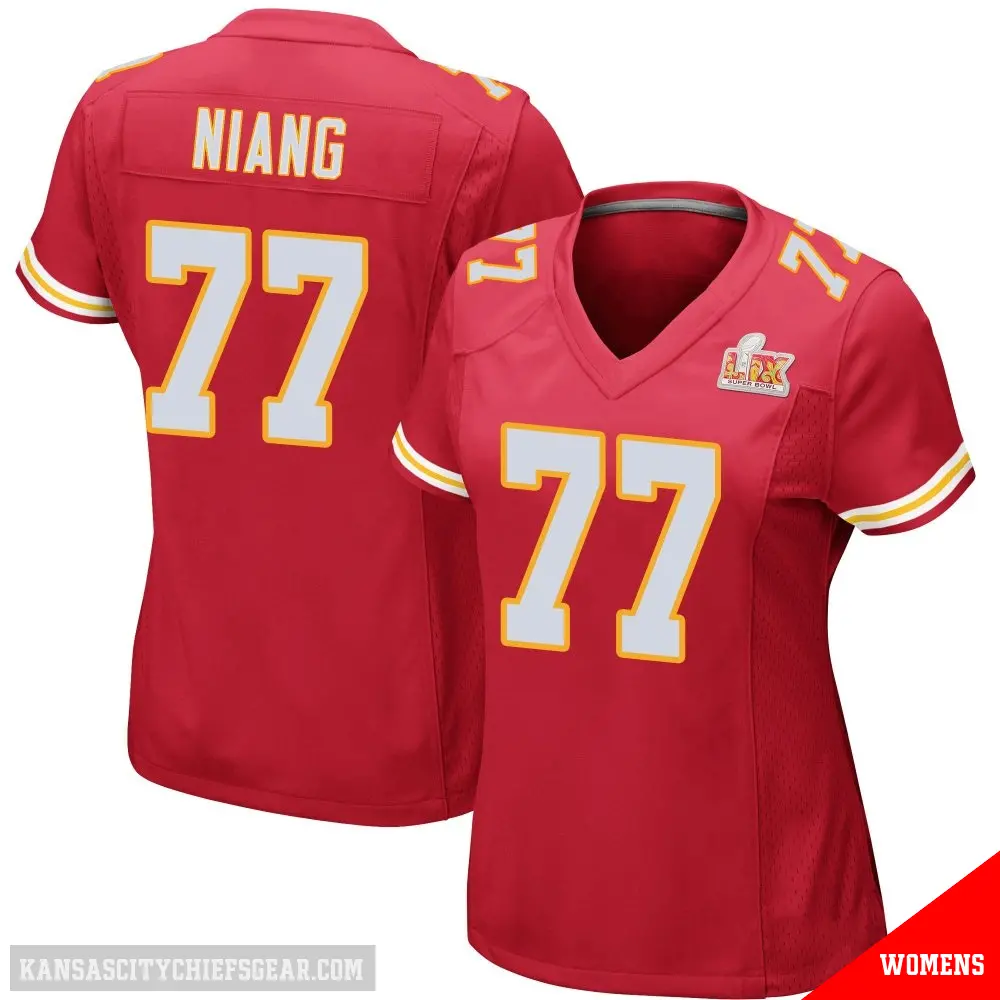 ＃77 Women's Lucas Niang Red Game Kansas City Chiefs Team Color Super Bowl LIX Jersey