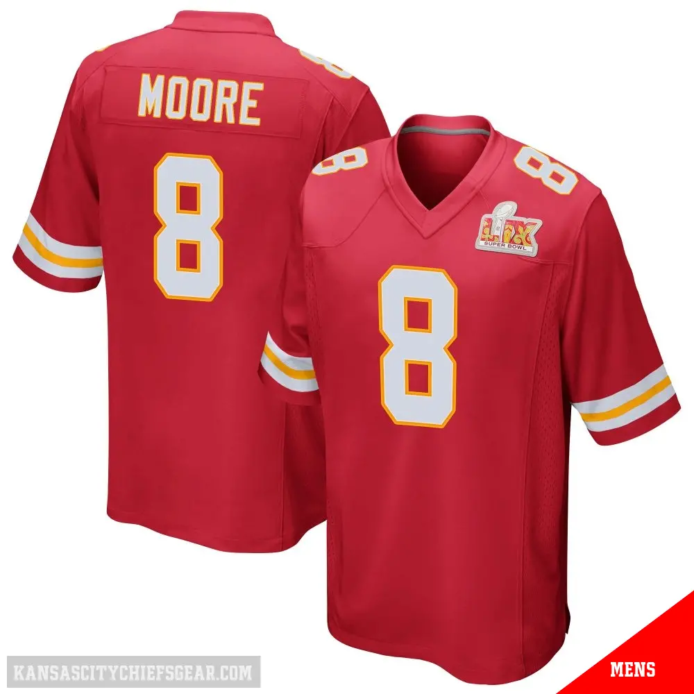＃8 Men's Matt Moore Red Game Kansas City Chiefs Team Color Super Bowl LIX Jersey
