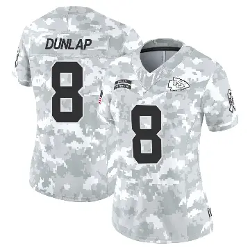 ＃8 Women's Carlos Dunlap Arctic Camo Limited Kansas City Chiefs 2024 Salute to Service Jersey