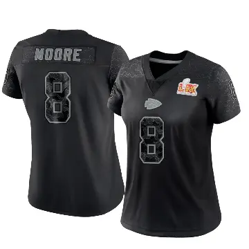＃8 Women's Matt Moore Black Limited Kansas City Chiefs Reflective Super Bowl LIX Jersey
