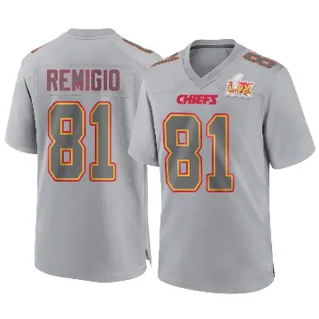 ＃81 Youth Nikko Remigio Gray Game Kansas City Chiefs Atmosphere Fashion Super Bowl LIX Jersey