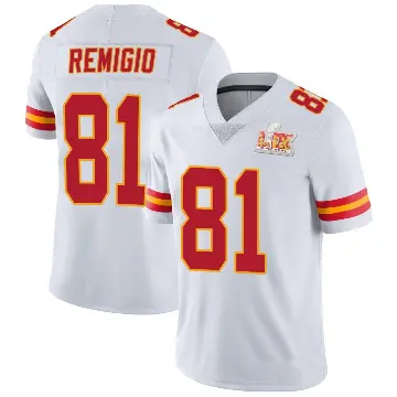＃81 Youth Nikko Remigio White Limited Kansas City Chiefs Vapor Untouchable Super Bowl LIX Jersey