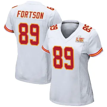 ＃89 Women's Jody Fortson White Game Kansas City Chiefs Super Bowl LIX Jersey
