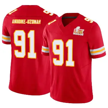 ＃91 Youth Felix Anudike-Uzomah Red Limited Kansas City Chiefs Vapor F.U.S.E. Super Bowl LIX Jersey