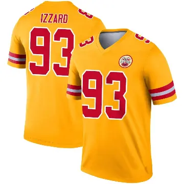 ＃93 Men's Coziah Izzard Gold Legend Kansas City Chiefs Inverted Jersey