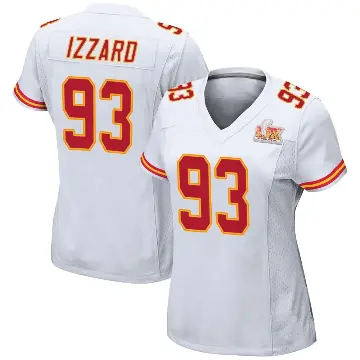 ＃93 Women's Coziah Izzard White Game Kansas City Chiefs Super Bowl LIX Jersey