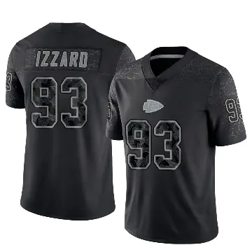 ＃93 Youth Coziah Izzard Black Limited Kansas City Chiefs Reflective Jersey