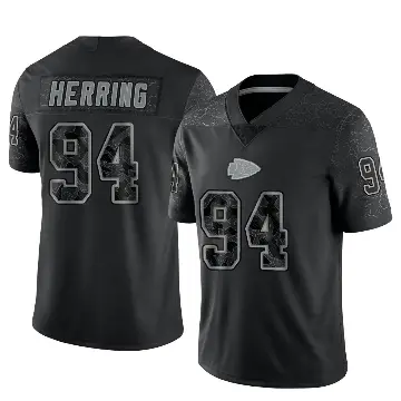＃94 Youth Malik Herring Black Limited Kansas City Chiefs Reflective Jersey