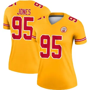 ＃95 Women's Chris Jones Gold Legend Kansas City Chiefs Inverted Jersey