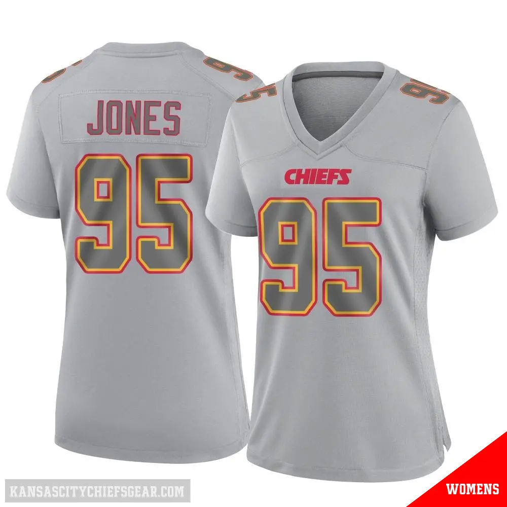 ＃95 Women's Chris Jones Gray Game Kansas City Chiefs Atmosphere Fashion Jersey