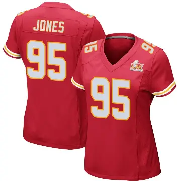 ＃95 Women's Chris Jones Red Game Kansas City Chiefs Team Color Super Bowl LIX Jersey