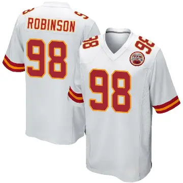 ＃98 Men's Janarius Robinson White Game Kansas City Chiefs Jersey
